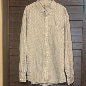 Cinch Men's White and Black Patterned Shirt